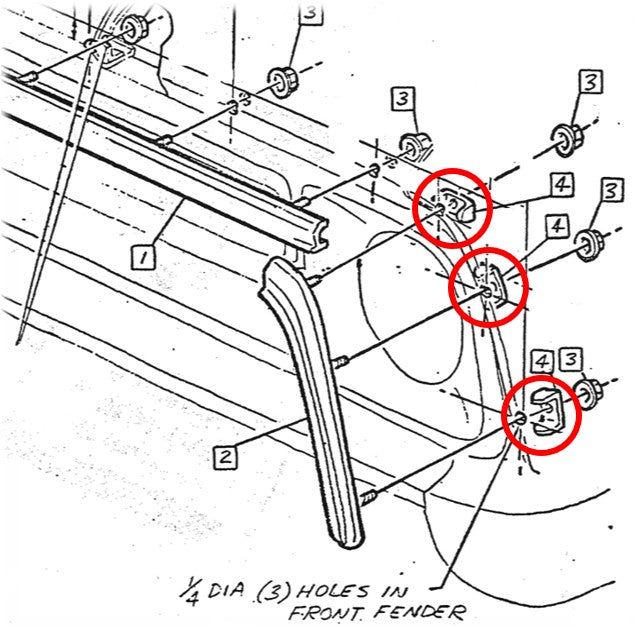 Front Fender Grill Molding Spacers Clips 1968 Chevy GMC C10